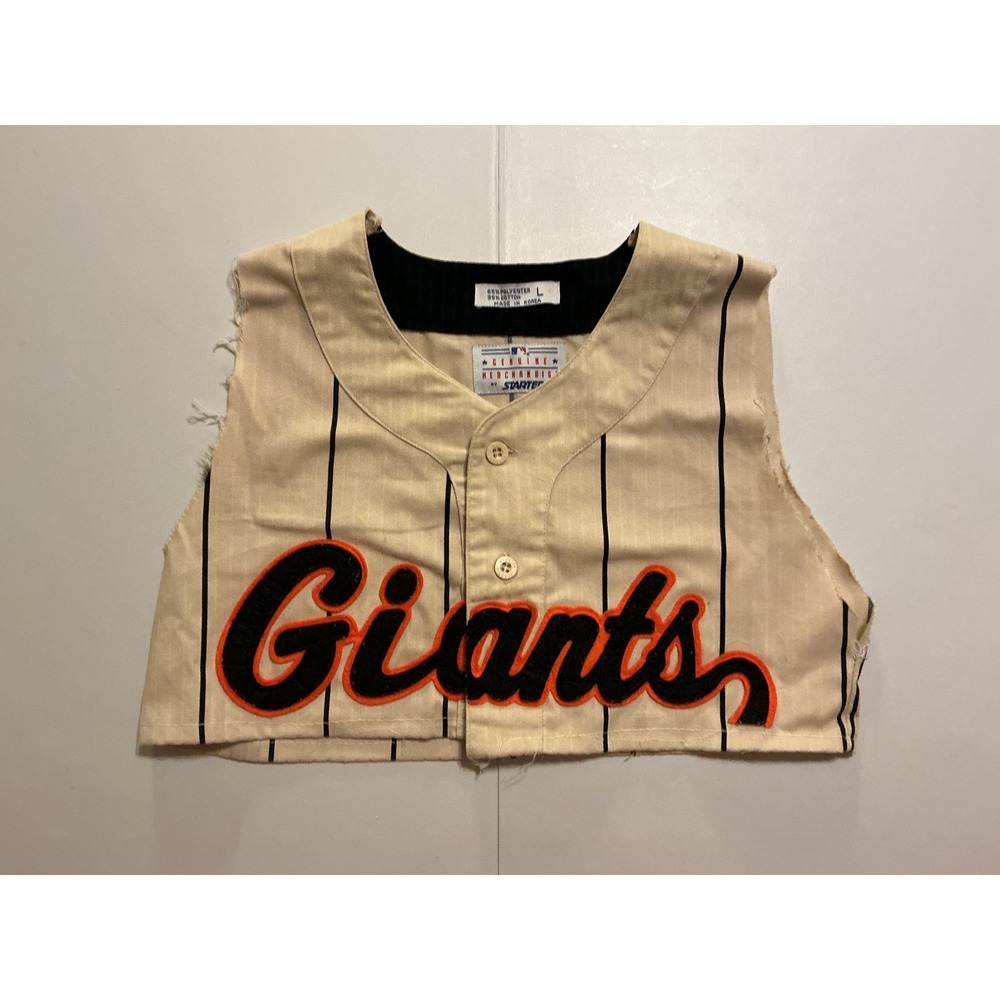 VTG Starter San Francisco Giants DIY Crop Baseball Jersey Vest Cream Unisex L